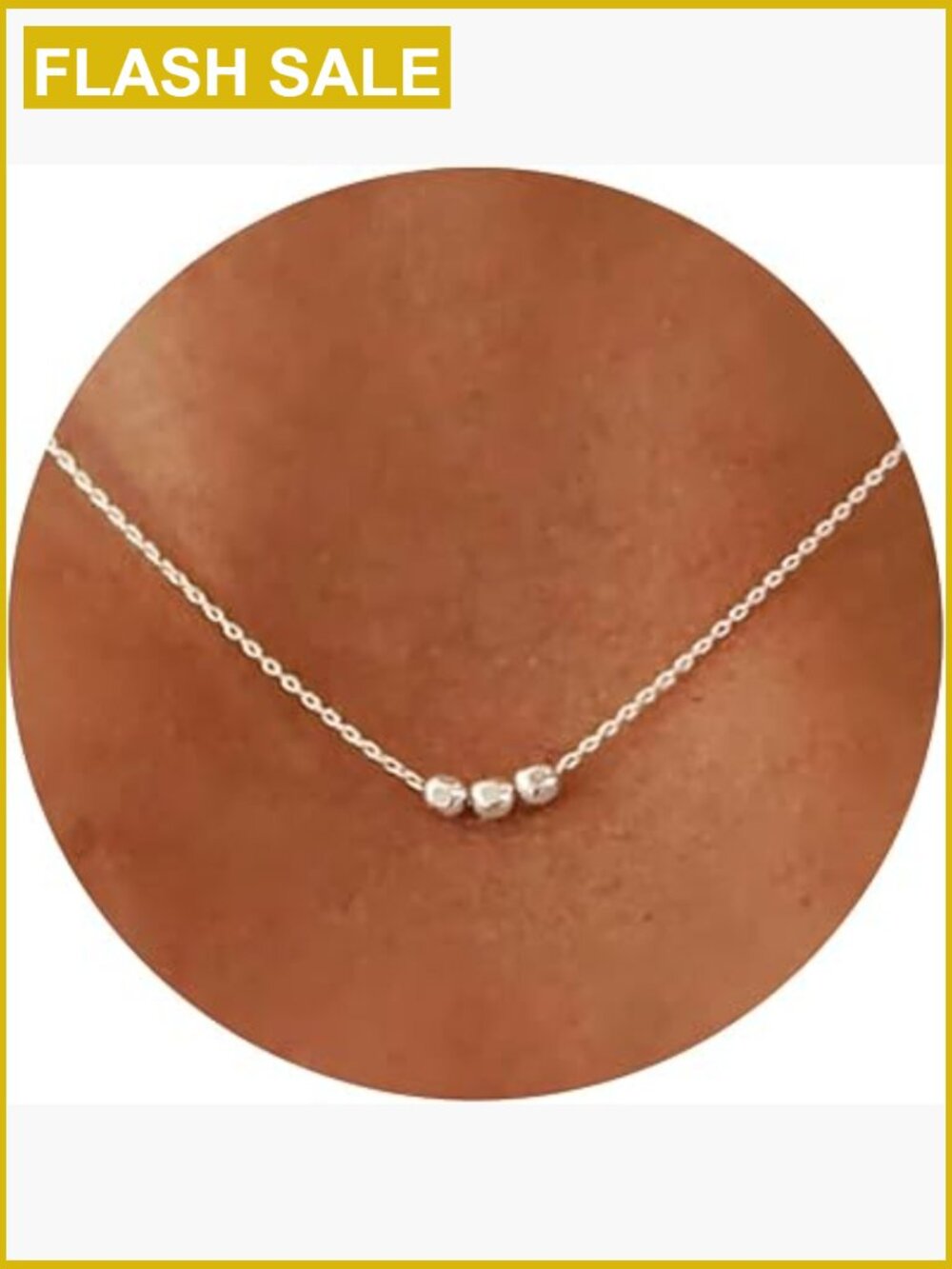 14K White Gold Plated Dainty Infinity Bead Pendant Necklace Simple Jewelry